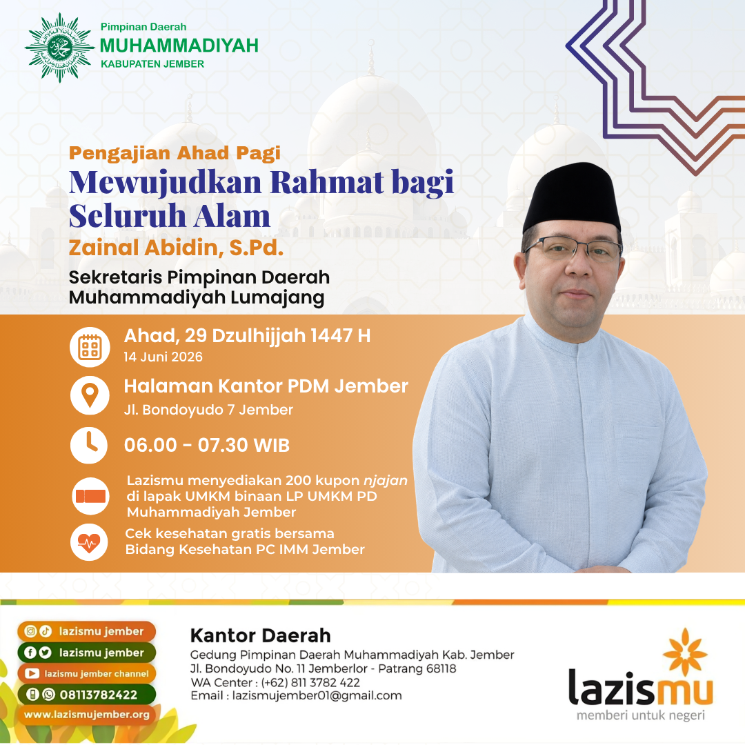 Mari Hadiri Pengajian Ahad Pagi PDM Jember, Dapatkan Ilmu, Berkah, dan Beragam Layanan Gratis